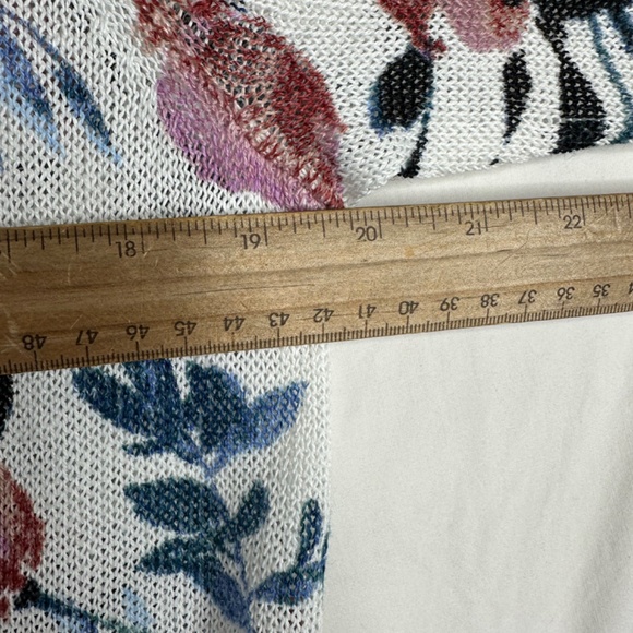 J. Jill Linen Blend White Floral Print Open Front Duster Cardigan‎ Size Small - Picture 9 of 10